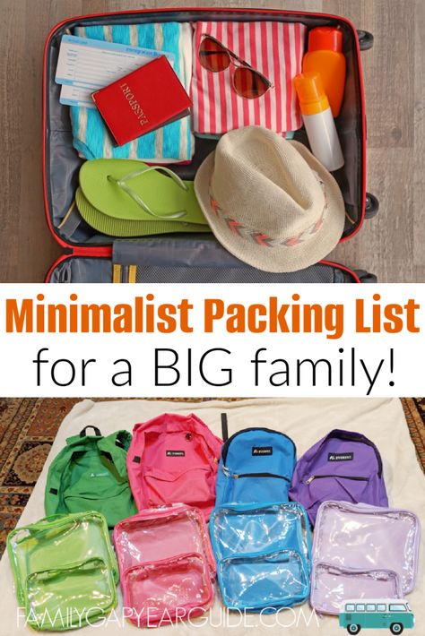 Packing Tips For Family Of 5, 2 Month Travel Packing List, International Packing List Family, Family Trip Packing List, Packing For A Family Of 4, Family Packing Hacks, Kids Carry On Bag Packing Lists, Minimal Packing List, Kids Packing List