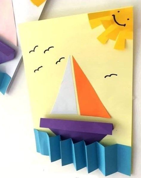 Kids Handicraft, Transportation Crafts, Boat Crafts, Clay Crafts For Kids, Easy Arts And Crafts, Paper Plate Crafts, Winter Crafts For Kids, Fall Crafts For Kids, Art N Craft