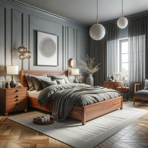 Stunning Cherry Wood Bedroom Decorating Ideas Apartment Master Room Ideas, Mahogany Decor, Walnut Bedroom Ideas, Bedroom With Dark Wood Furniture, Dark Wood Bedroom Furniture Decor Ideas, Cherry Wood Bedroom Furniture, Wood Furniture Bedroom Decor, Spavaca Soba, Cherry Wood Bedroom