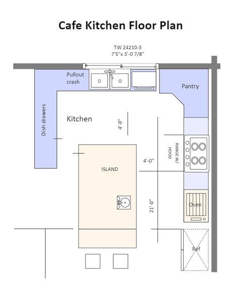 Cafe Kitchen Floor Plan | EdrawMax Free Editbale Printable Small Coffee Shop Kitchen Layout, Cafe Kitchen Floor Plan, Cafe Kitchen Interior, Cafe Kitchen Design Layout Coffee Shop, Cafe Kitchen Plan, Cafe Kitchen Design Layout, Food Court Floor Plan Layout, Cute Cafe Layout, Coffee Shop Kitchen Layout