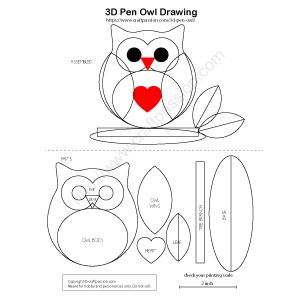 lechuza-plantilla 3d Doodler, 3d Pen Stencils, 3d Drawing Pen, Owl Templates, Pen Projects, 3d Printer Pen, Template Craft, 3d Templates, 3d Pen Art