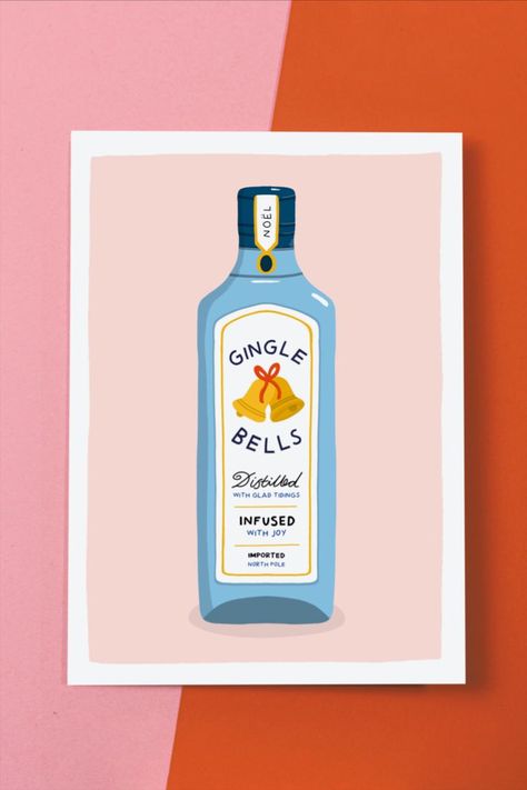 Gin Puns, Gin Illustration, Christmas Gin, Funny Christmas Card, Glad Tidings, Gin Lovers, Candle Cards, Funny Christmas Cards, Gin And Tonic