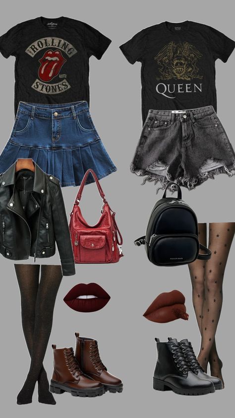 #rockerchick #rocker #grayaesthetic #looks Metal Rock Aesthetic Outfit, Punk Rocker Outfits, Rock Of Ages Aesthetic, Rock Band Aesthetic Outfit, Rock N Roll Party Outfit, Download Festival Outfit, 80s Outfits Rock, Rockstar Theme Outfit, Punk Rock Aesthetic Outfits