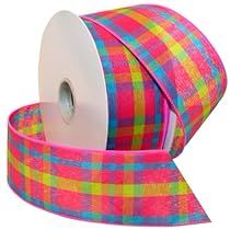 Ribbon Curls, Satin Ribbon Flowers, Pink Preppy, Candy Land Theme, Shocking Pink, Plaid Ribbon, Sewing Appliques, Plaid Fabric, Sewing Trim