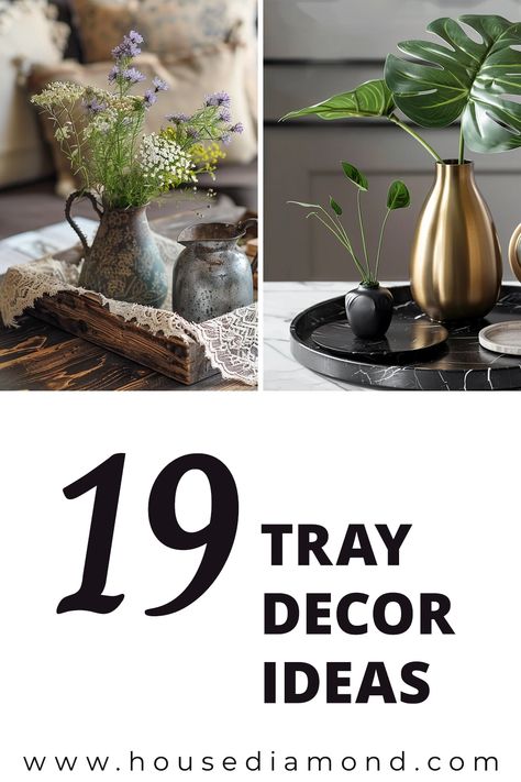 19 Ways to Style Trays in Your Home Decor Decorative Tray Coffee Table, Using Trays In Home Decor, How To Style An Ottoman Tray, Display Tray Ideas, Decorative Table Tray, Gold Tray Decor Living Room, Round Trays On Coffee Tables, Decorate Ottoman Tray, Living Room Table Decorations