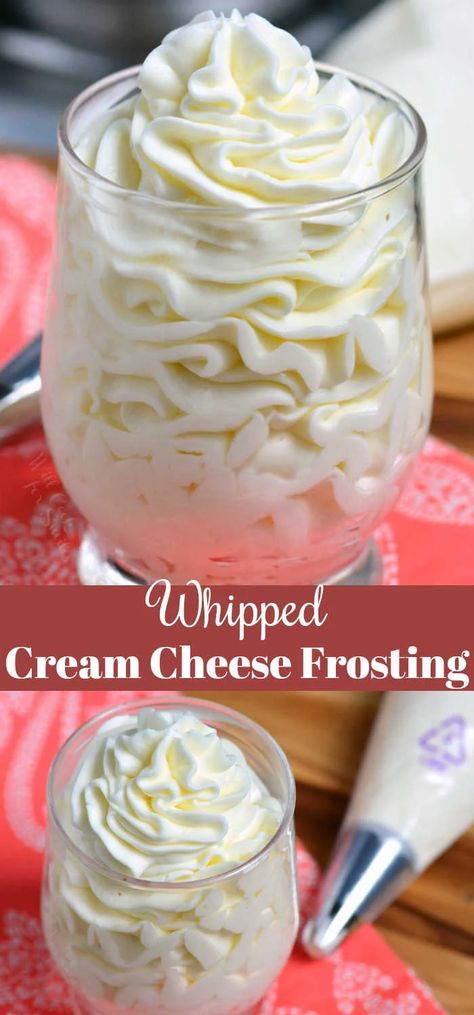 Frosting Cream Cheese, Whipped Cream Cheese Frosting, Cake Light, Recipes With Whipping Cream, Whipped Frosting, Torte Cupcake, Light Cakes, Cream Cheese Frosting Recipe, Whipped Cream Frosting