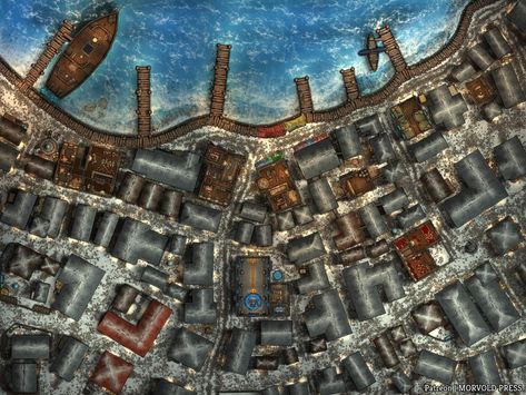 Dnd Port Map, Icewind Dale, Cartographers Guild, Dungeon Tiles, Building Map, Battle Map, Fantasy Town, Harbor City, Scale Map