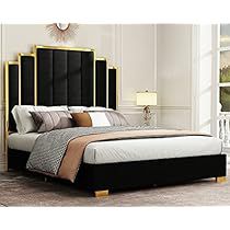 Black Velvet Bed Frame, Black Velvet Bed, Headboard Frame, Velvet Bed Frame, Upholstered Storage Bed, Bed With Led Lights, Headboard With Lights, Velvet Upholstered Bed, Queen Size Platform Bed