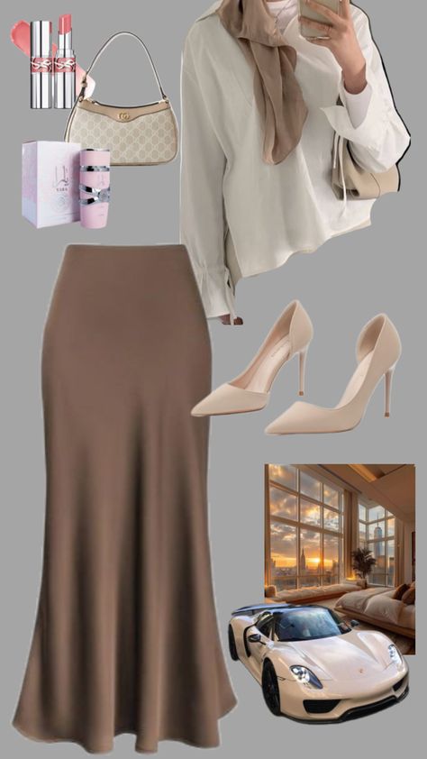 hijab/modest outfit inspo / hijab outfit inspo/ silk dress / silk skirt / rich lifestyle Classy Date Outfits, Classy Hijab Outfits, Hijabi Lifestyle, Classy Hijab, Skirt Heels, Hijab Outfits, Date Outfits, Hijab Outfit, Silk Skirt