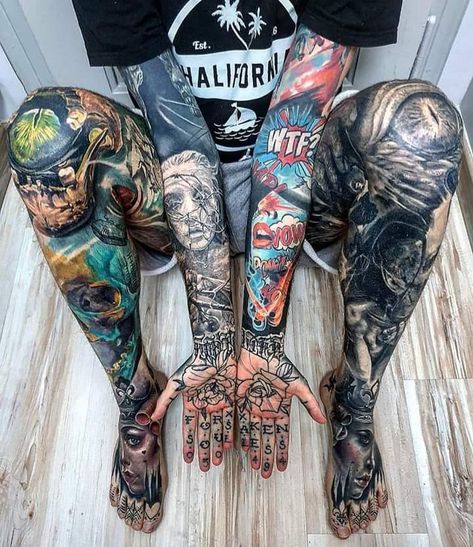 Tato Ikan Koi, Tato Dada, Neotraditional Tattoo, Geniale Tattoos, Full Body Tattoo, Tatuaje A Color, World Tattoo, Sleeves Ideas, Leg Sleeves