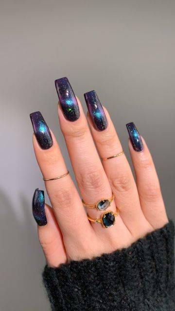 MICHELLE ☾ (founder @ mooncat) on Instagram: "recreate the galaxy on your nails with @mooncat MILLENNIA. this color is best worn over 1 coat of EMO FOR LIFE 🖤" Mooncat Nails, Mooncat Nail Polish, Instagram Recreate, Wintry Nails, Mooncat Nail, Nails Galaxy, Masquerade Ideas, Nail Polish Art Designs, Nails 23