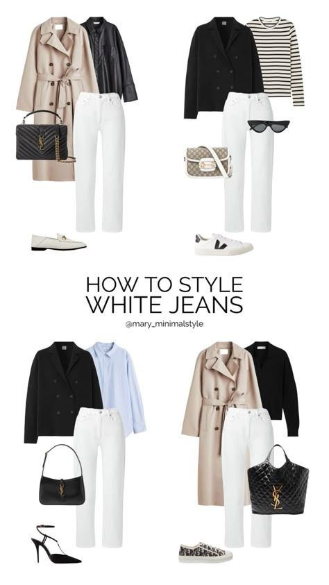 Preppy Capsule Wardrobe, Style White Jeans, Minimal Capsule Wardrobe, Capsule Wardrobe Women, Classic Capsule Wardrobe, Stylish Outfits For Women Over 50, Mode Tips, White Jeans Outfit, Fashion Capsule Wardrobe