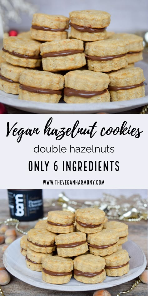 December Baking, Vegan Hazelnut, Hazelnut Recipes, Roasted Hazelnuts, Hazelnut Cookies, Vegan Baking Recipes, Vegan Cookies Recipes, Vegan Cookie, Vegan Bakery