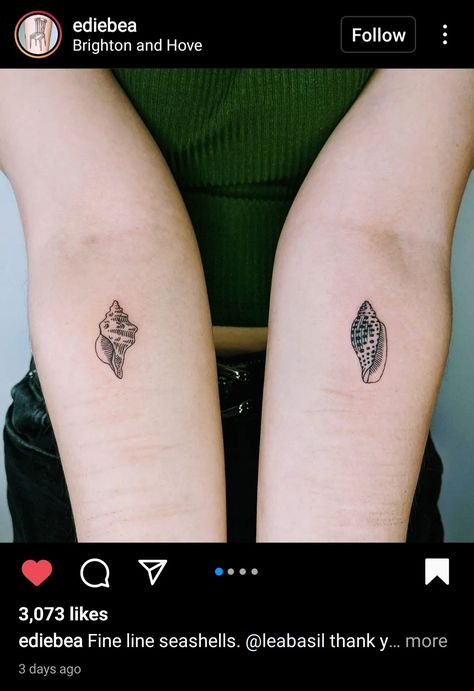 She’ll Tattoo, Sea Shell Tattoo, Seashell Tattoo, Shell Tattoo, Seashell Tattoos, Shell Tattoos, Tattoos Women, Leg Tattoos Women, Dream Tattoos