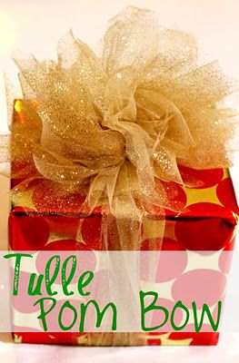 How to make a Tulle Pom Bow by Miss Lovie, Christmas, gift wrap idea, wrapping presents, www.missloviecreations.blogspot.com Tulle Bows Diy Christmas, Gift Wrap Bow, Bows For Presents, Tulle Poms, Fancy Christmas, Fancy Bows, Wrapping Presents, Gifts Wrapping, Bows Diy Ribbon