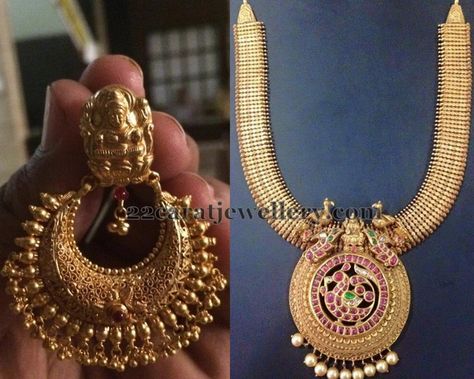 Plain Antique Set with Chandbalis | Jewellery Designs Shoes Stores, Plain Jewelry, Fine Gold Jewelry, Trainers Shoes, 22 Carat Gold, Indian Jewellery Design, Jewellery Inspiration, Discount Jewelry, Gold Jewelry Indian