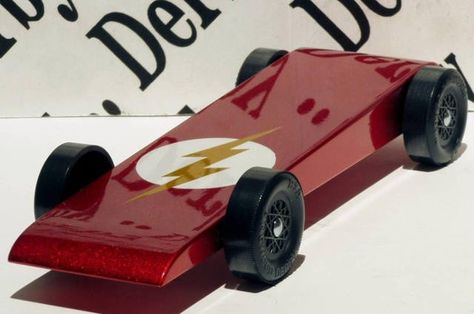 Pinewood Derby Car,  Extra Fast - Candy red "THE FLASH | #47998224 Awana Grand Prix Car Ideas, Pinewood Derby Cars Ideas, Pinewood Derby Cars Templates, Cub Scouts Bear, Blue Car Accessories, Cub Scout Activities, Pinewood Derby Car, Derby Car, Derby Ideas