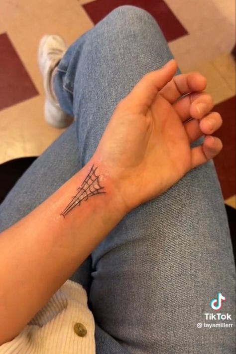 credits to tiktoker^ Spider Man Wrist Tattoo, Spiderman Related Tattoos, Spider Man Hand Tattoo, Spiderman Web Shooter Tattoo, Spider Man Web Tattoo, Spiderman Forearm Tattoo, Minimal Spiderman Tattoo, Subtle Spiderman Tattoo, Spiderman Web Tattoo