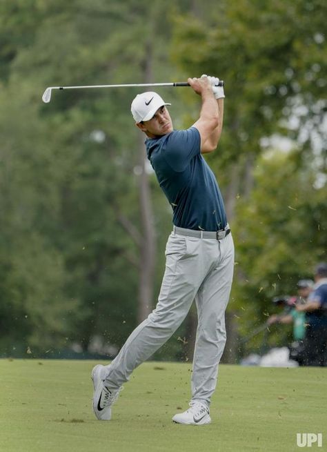 Brooks Koepka hits his second shot on the ninth fairway during the second round of the 2017 PGA Championship at the Quail Hollow Club in… Golfer Photography, Mens Golf Fashion, Golf Photos, Brooks Koepka, Golf Pictures, Golf Photography, Golf Men, Golf Inspiration, Golf Style