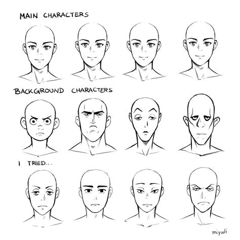 64.1k Likes, 274 Comments - Miyuli (@miyuliart) on Instagram: “People have been calling me out for my same face syndrome on my stories so I tried to work on…” Anime Head Shapes, Anime Face Shapes, Male Face Shapes, Face Inspiration, Draw Better, Facial Expressions Drawing, Drawing Portraits, Animation Drawing, Anime Face