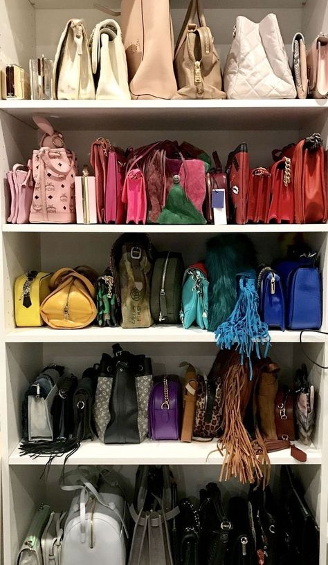 Purses In Closet, Organizing Purses, Organizing Purses In Closet, Small Nursery Ideas, Bag Closet, Small Nursery, Dressing Room Closet, Purse Storage, Walking Closet