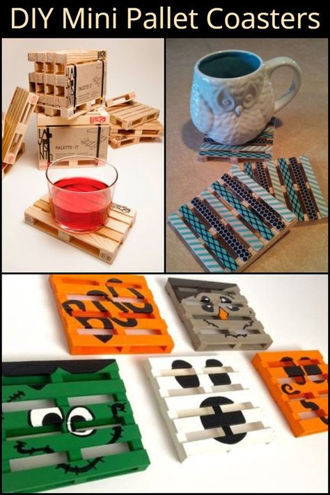 If you’re looking for something to give as a gift, here’s a great idea for you: DIY mini pallet coasters. Dollar Tree Mini Pallet Crafts Fall, Mini Pallets Ideas, Pallet Crafts Christmas, Dollar Tree Pallet Coasters, Dollar Tree Coasters Diy, Mini Pallet Crafts, Mini Pallet Ideas, Pallet Crafts Diy, Penny Art