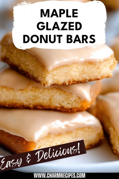 A close-up of delectable maple glazed donut bars showcasing their fluffy texture and irresistible maple syrup top. Ideal for dessert or snack time. Maple Bars Recipe, Maple Donuts Recipe, Garden Breakfast, Maple Syrup Glaze, Raised Donuts, Maple Donuts, Maple Bars, Sweet Bars, Sweet Breakfast Treats