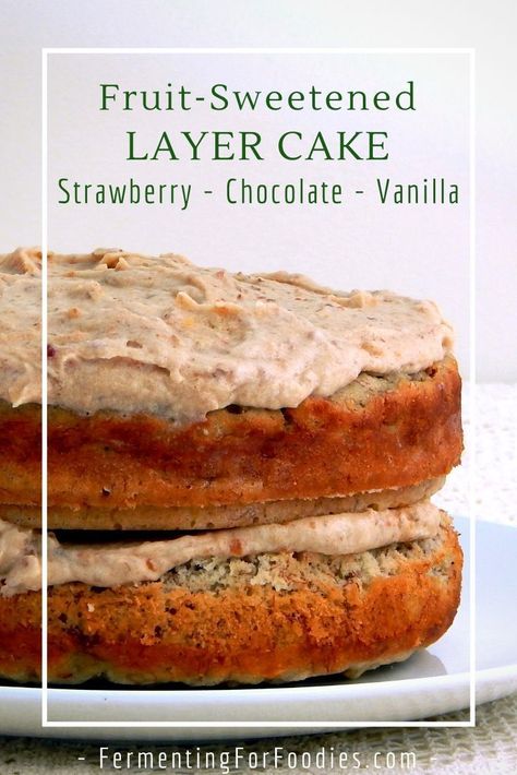 Make a naturally fruit sweetened cake with bananas! The recipe include 4 flavour options including: chocolate, vanilla and strawberry. Healthy, gluten-free and delicious! Fruit Sweetened Cake, Naturally Sweetened Cake, Fruit Sweetened Desserts, Healthy Strawberry Cake, Cake With Bananas, Strawberry Banana Cakes, Low Sugar Cakes, Chocolate Fruit Cake, Gluten Free Birthday Cake