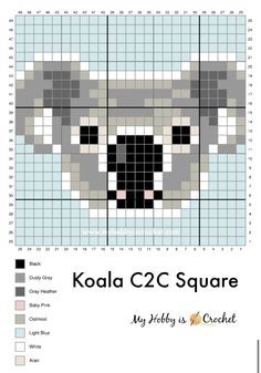 Koala Knitting Pattern, Cross Stitch Koala, Koala Cross Stitch Pattern, Koala Perler Beads, Koala Pattern, Crochet C2c Pattern, C2c Crochet Pattern Free, Crochet Wall Hangings, Pixel Crochet