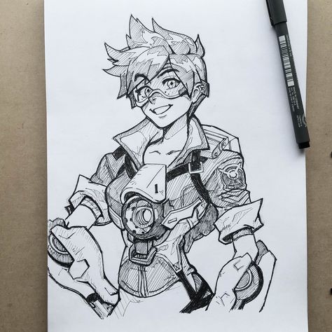 Thought I would draw my favourite Overwatch character Tracer! Tracer Comic, Tracer Art, Chibi Oc, Tracer Fanart, Hero Outfit, Overwatch Drawings, Overwatch Wallpapers, Overwatch Tracer, Overwatch Fan Art