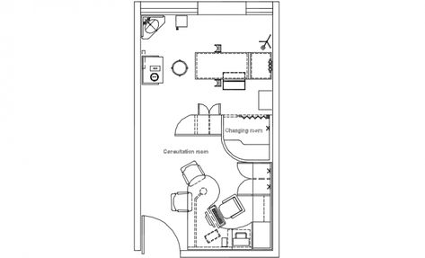 Examination room of a hospital plan Examination Room Hospital, Hospital Plans Architecture, Small Hospital Design Architecture, Hospital Layout, Cabin Design Plans, Hospital Plan, Hospital Floor Plan, Examination Room, Hospital Design Architecture