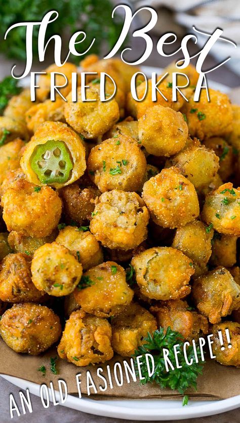 Fried Okra Patties Recipe, Easy Fried Okra, Okra Patties Recipe, Okra Patties, Okra Dishes, Fry Okra, Oven Fried Okra, Fried Okra Recipe, Southern Fried Okra