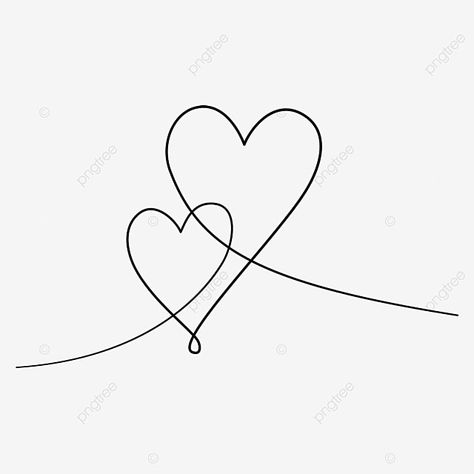 Love Heart Drawing Ideas, Png Valentines Day, Two Hearts Together Drawing, Valentines Day Line Art, Heart Wallpaper Drawing, 2 Hearts Drawing, Two Hearts Drawing, One Line Heart Drawing, Cute Hearts Drawings