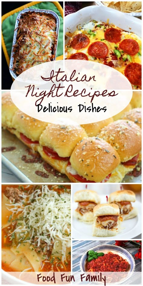 Easy Italian Dinner, Italian Main Dishes, Dishes Recipe, Italian Dinner Party, Italian Night, Italian Party, Night Recipes, Spaghetti Dinner, Italian Dinner Recipes