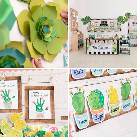 Computer Classroom Decor, Cactus Bulletin Board, Cactus Classroom Decor, Computer Classroom, Classroom Door Ideas, Plants Classroom, Cactus Classroom, Classroom Decor Ideas, Succulent Theme