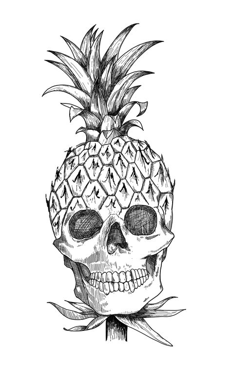 Pineapple Skull, Pineapple Tattoo, Kunst Tattoos, Skulls Drawing, Shape Magazine, Desenho Tattoo, Skull Drawing, After Giving Birth, Giving Birth