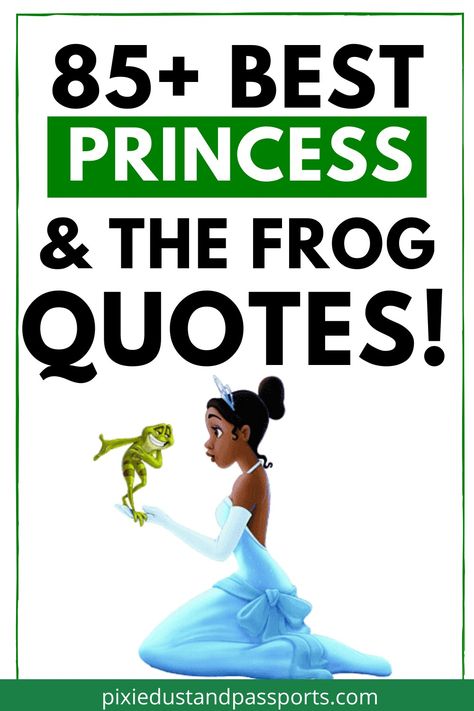 You're going to be Almost There with these amazing Princess and the Frog quotes! From great Tiana quotes to Naveen quotes and sayings from Facilier, there's something here for everyone. Princess In The Frog Quotes, Princess And The Frog Instagram Captions, Tiana Quotes Inspirational, Princess And The Frog Clipart, Lottie And Tiana Tattoo, Princess And The Frog Sayings, Tiana Princess And The Frog Quotes, Princess And The Frog Senior Quotes, Princess And The Frog Door Decorations