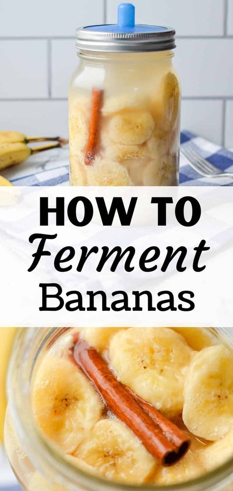 If you're looking for ways to incorporate more fermented foods, you need to try this easy and beginner-friendly recipe for fermented bananas. Made with just 5 basic ingredients (once is water!), this easy fermentation recipe is the perfect way to add probiotics to your daily smoothie or bowl of oatmeal. Easy Fermented Pickles, Lacto Fermented Fruit, Lactofermentation Recipes, Fermented Onions, Fermented Herbs, Cycle Synching, Berry Trifle Recipe, Fermented Fruit, Fermented Recipes