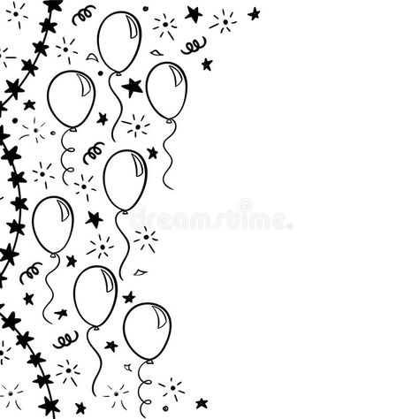 Hand drawn doodle black and white balloon. design holiday greeting card and invitation of wedding, Happy mother day, birthday, Val royalty free illustration Doodle Black And White, Happy Birthday Doodles, Happy Birthday Drawings, Black And White Balloons, Happy Mother Day, Birthday Doodle, Wedding Happy, Birthday Card Drawing, Happy Birthday Signs