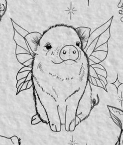 Flying Pig Tattoo, Flying Pigs Art, Wings Sketch, Pig Tattoo, Tattoo Vintage, Sharpie Tattoos, Eagle Tattoos, Red Ink Tattoos, Fairy Tattoo