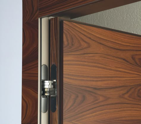 Black Concealed door hinges for an ultra modern sleek look for your doors. No part of the hinge is visible when door is closed Concealed Door Detail, Hidden Door Design, Hidden Doors In Walls, Concealed Door Hinges, Hidden Door Hinges, Interior Door Hinges, Concealed Door, Door Design Ideas, Flush Door Design