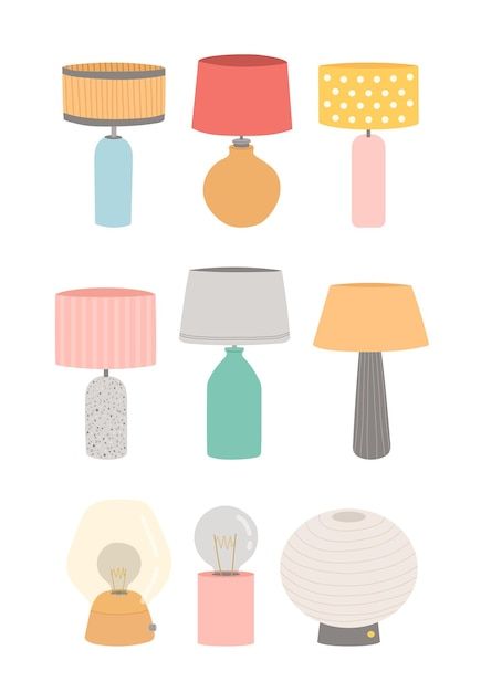 How To Draw A Lamp, Table Lamp Drawing, Lamp Illustration, Lamp Drawing, Simple Nightstand, House Light, Plant Vector, Kids Art Class, Poster Drawing