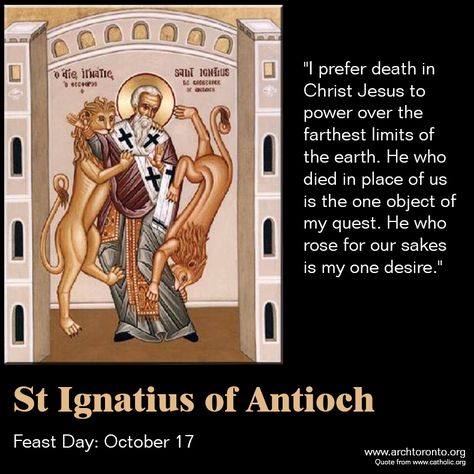 Quote from St. Ignatius of Antioch on his feast day. St Ignatius Of Antioch Feast Day, St Ignatius Of Antioch Quotes, St Ignatius Of Antioch, Prayer For Fathers, Ignatius Of Antioch, St Ignatius, Saint Quotes, Living Water, Catholic Prayers