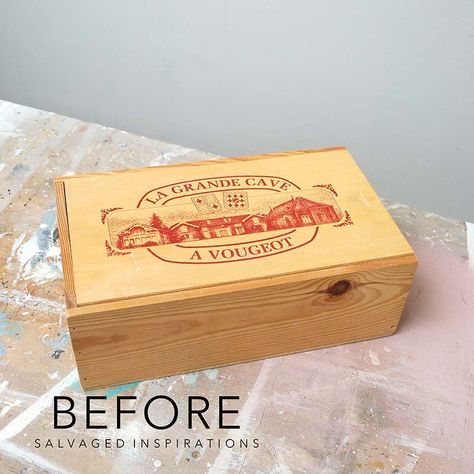 Wine Crate Decor, Wine Box Table, Wine Box Diy, Wine Box Crafts, Wine Crate Storage, Wood Box Decor, Wooden Box Crafts, Wooden Wine Crates, Painted Furniture For Sale