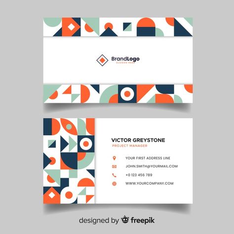 Abstract geometric business card template Free Vector | Free Vector #Freepik #vector #freebusiness #freeabstract #freecard #freetemplate Card Template Free, Stationery Business Card, Cosmetics Packaging, Business Card Pattern, Stationary Items, Name Card Design, Color Drawing Art, Free Business Card Templates, Geometric Pattern Design