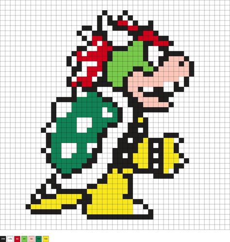 Bowser Perler Bead Patterns, Super Mario Perler Bead Patterns, Mario Perler Bead Patterns, Mario Perler Beads, Yoshi Costume, Super Mario Game, Mario Crafts, Mario Game, Modele Pixel Art