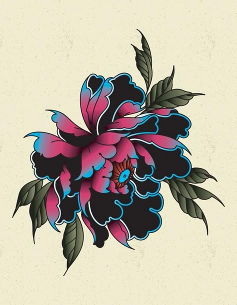 Evil Flower Tattoo, Traditional Peony Tattoo, Peony Tattoo Design, Traditional Peony, Japanese Peony Tattoo, Coverup Ideas, Evil Skull, Japanese Flower Tattoo, Chinese Flowers