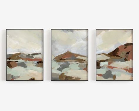 Plant art triptych | Etsy Desert Landscape Painting, Arizona Decor, Muted Sage, Muted Red, Cactus Design, Desert Landscape, Plant Art, Detail Art, Desert Landscaping