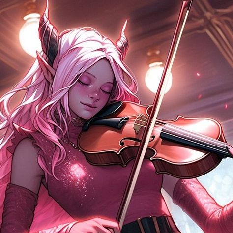 Pink Tiefling Female Bard, Dnd Bard Character Concept, Tiefling Bard Female, Pink Tiefling Female, Teifling Character Design, Tiefling Woman, Pink Tiefling, Female Bard, Female Tiefling