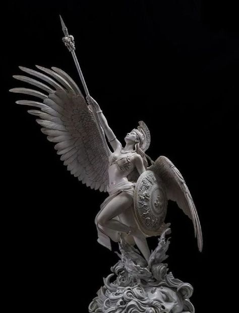 Studio Artist, Office Decoration, Home Decorations, Marble, Angel, Statue, Grey, Black